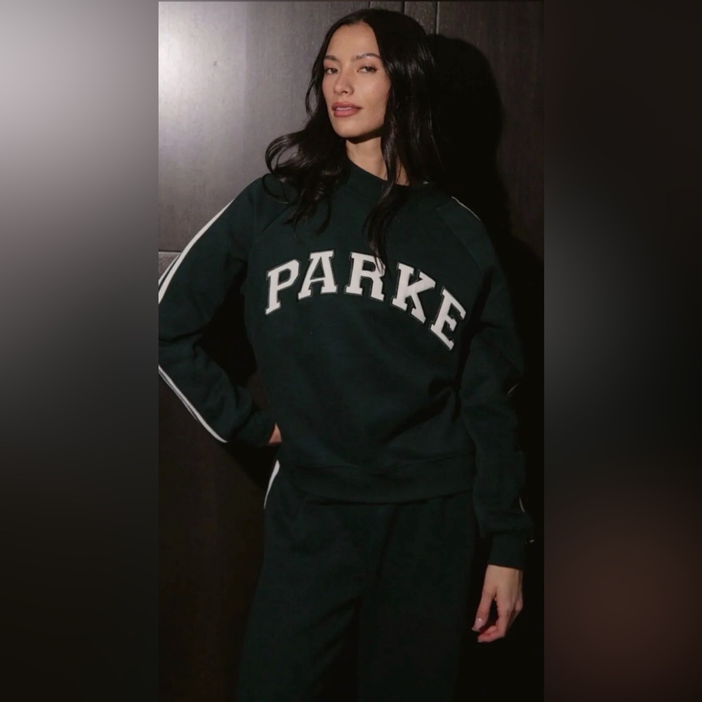 PARKER Green Pullover Sweatshirt with White Lettering
